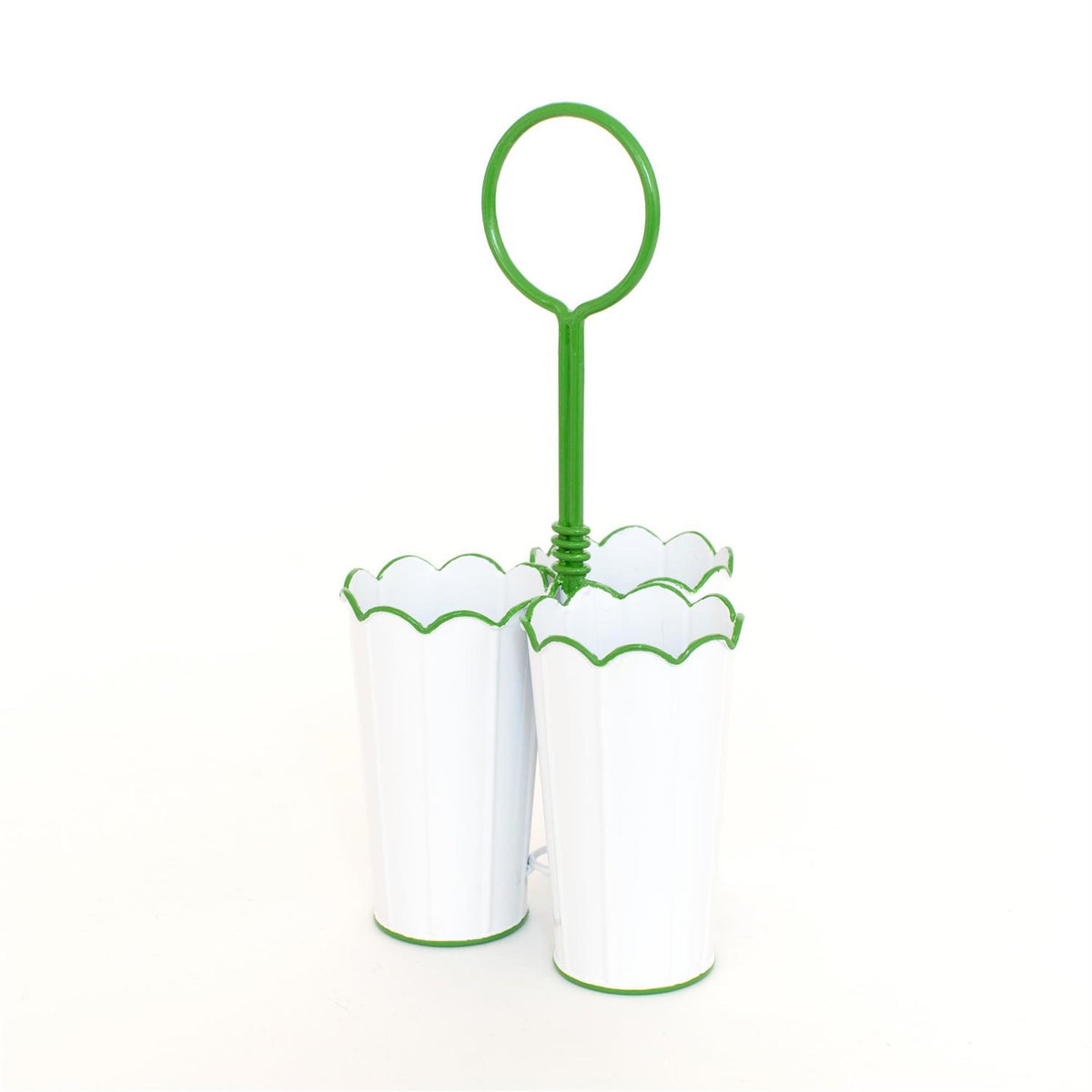 Scalloped Garden White Metal Flatware Caddy