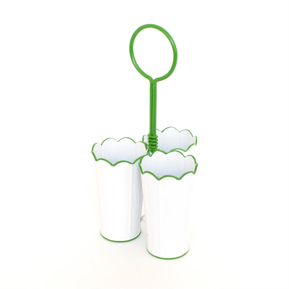 Scalloped Garden White Metal Flatware Caddy