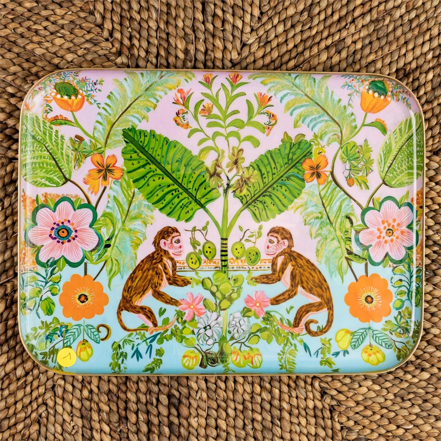 Enameled Metal Trays - Monkey Business