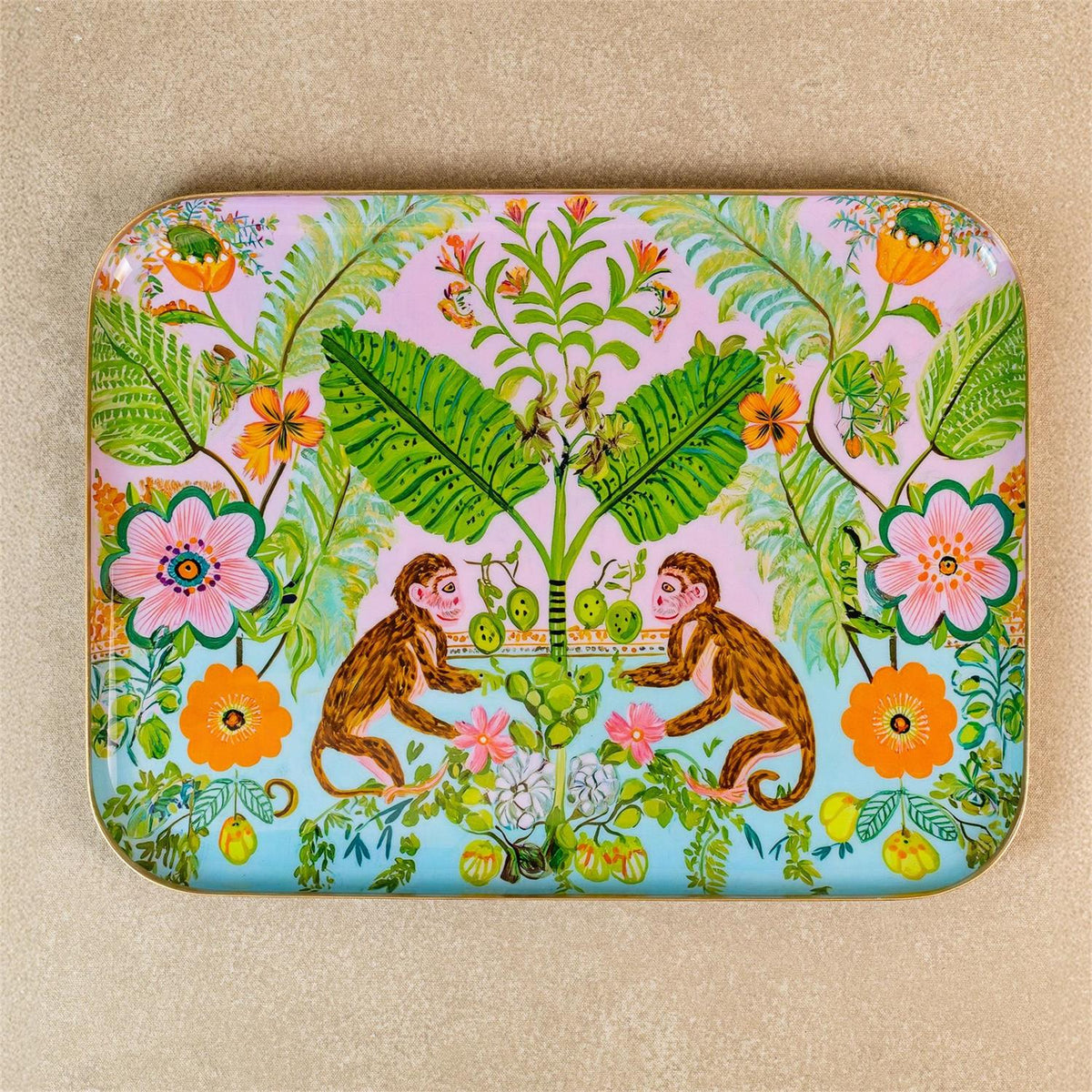 Enameled Metal Trays - Monkey Business