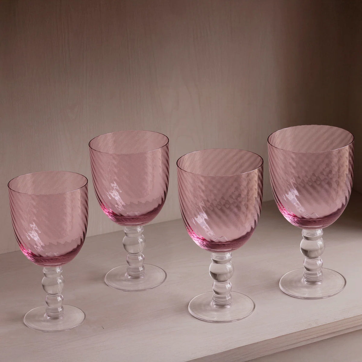GLASS French Swirl All Purpose Set of 4 (Pink) 20 fl oz