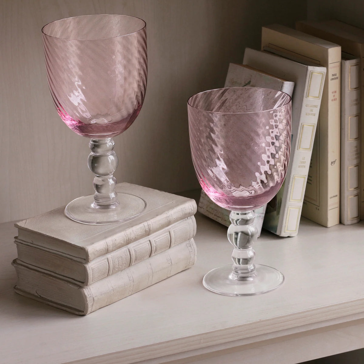 GLASS French Swirl All Purpose Set of 4 (Pink) 20 fl oz