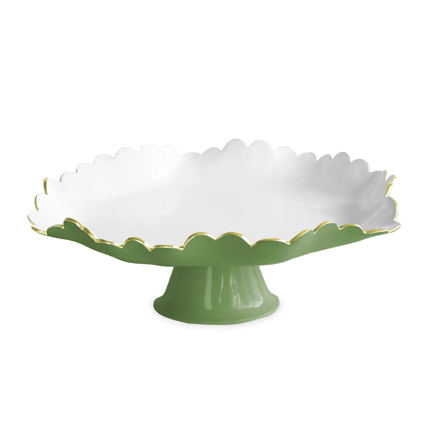 ENCANTO Colette Pedestal Cake Plate (Leaf Green and White)