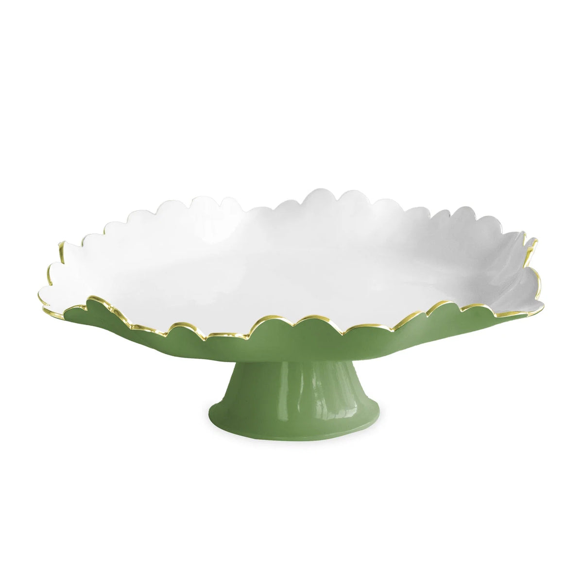 ENCANTO Colette Pedestal Cake Plate (Leaf Green and White)