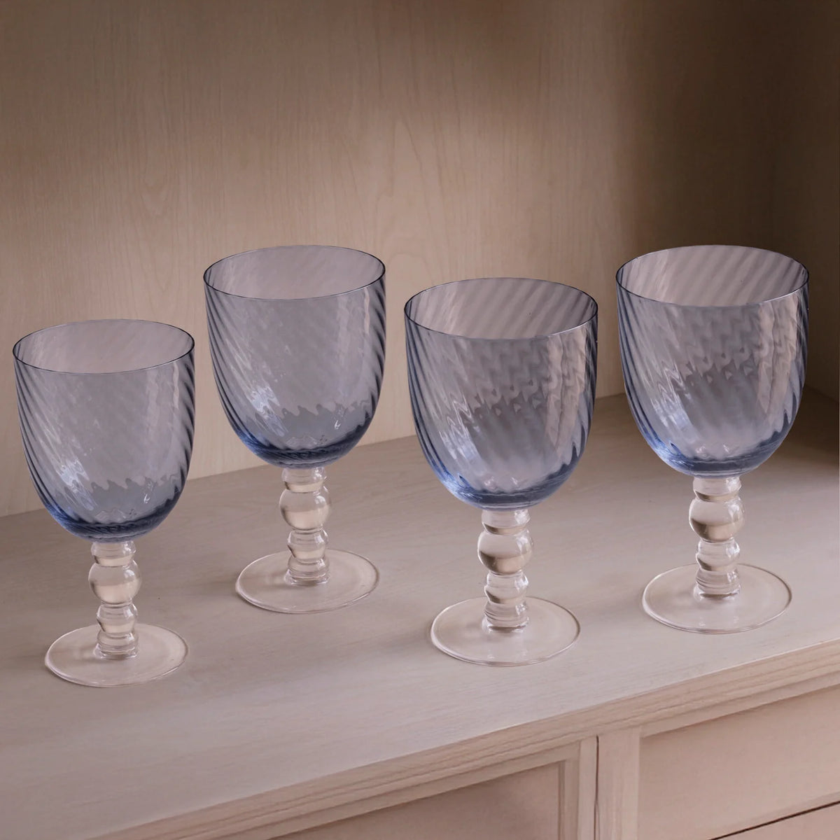 GLASS French Swirl All Purpose Set of 4 (Blue) 20 fl oz