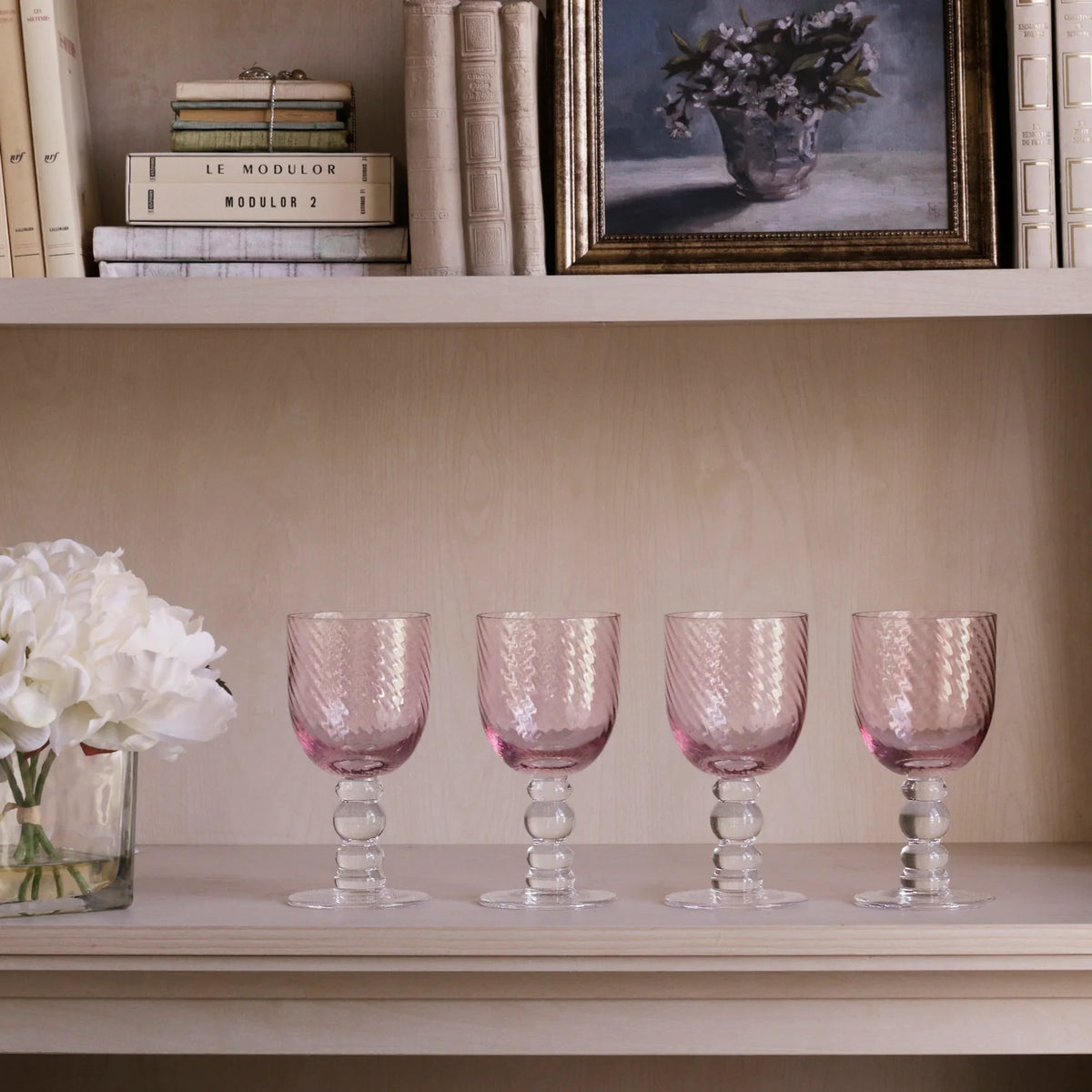 GLASS French Swirl Wine Set of 4 (Pink) 8 fl oz