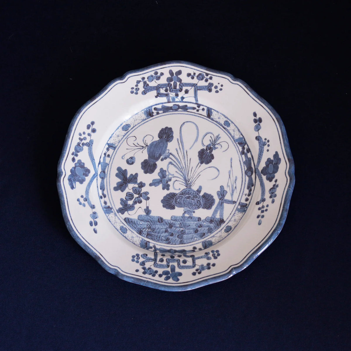 VIDA Faenza 11" Dinner Plate Set of 4 White and Blue