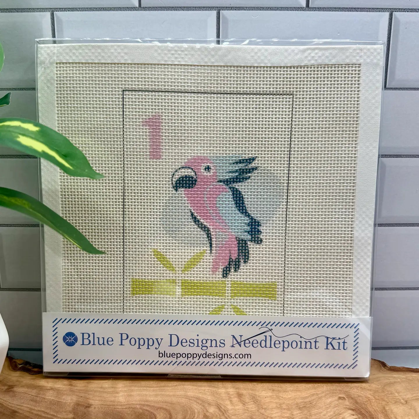 Mahjong One Bird Bamboo Needlepoint Kit Parrot