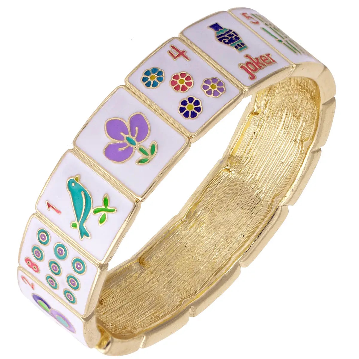 Going Mahjong! Enamel Hinge Bangle in Multi