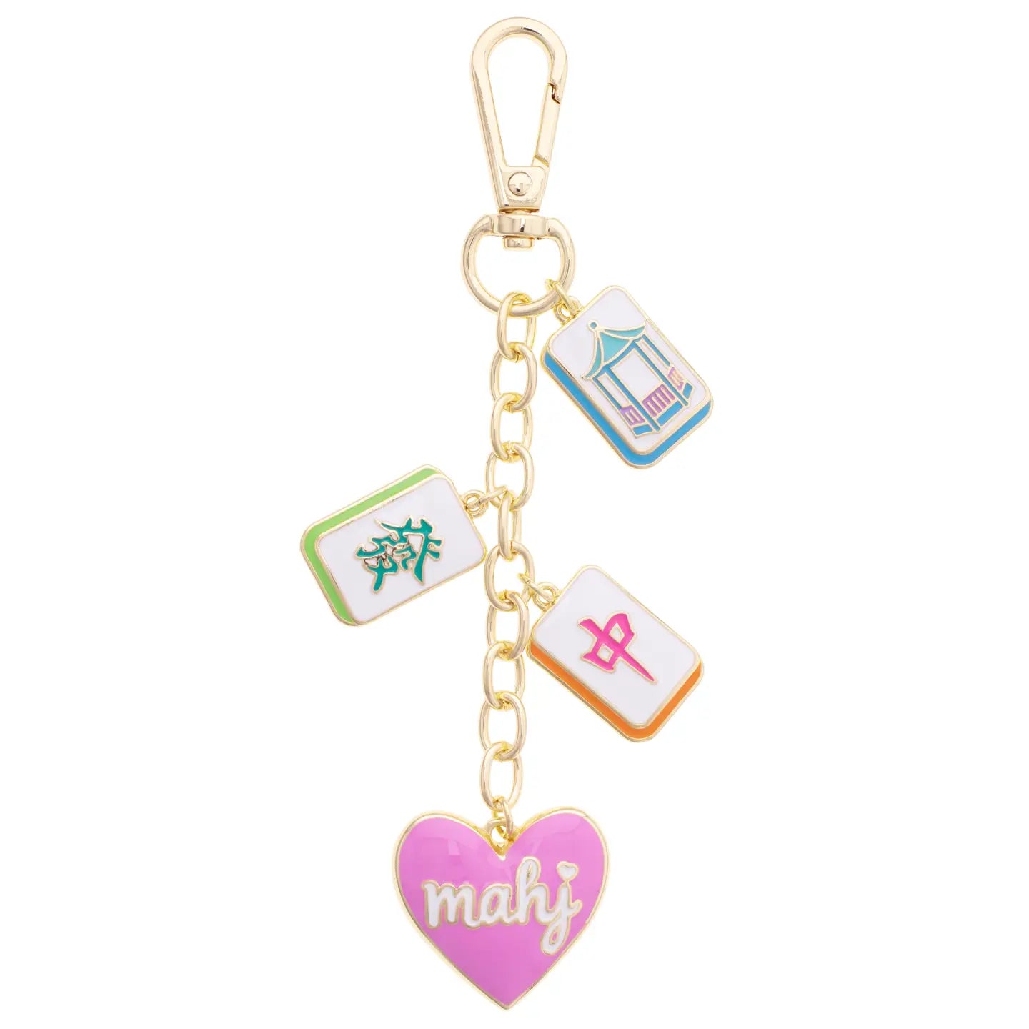 Oh My Mahj Heart Cluster Bag Charm in Pastel Multi
