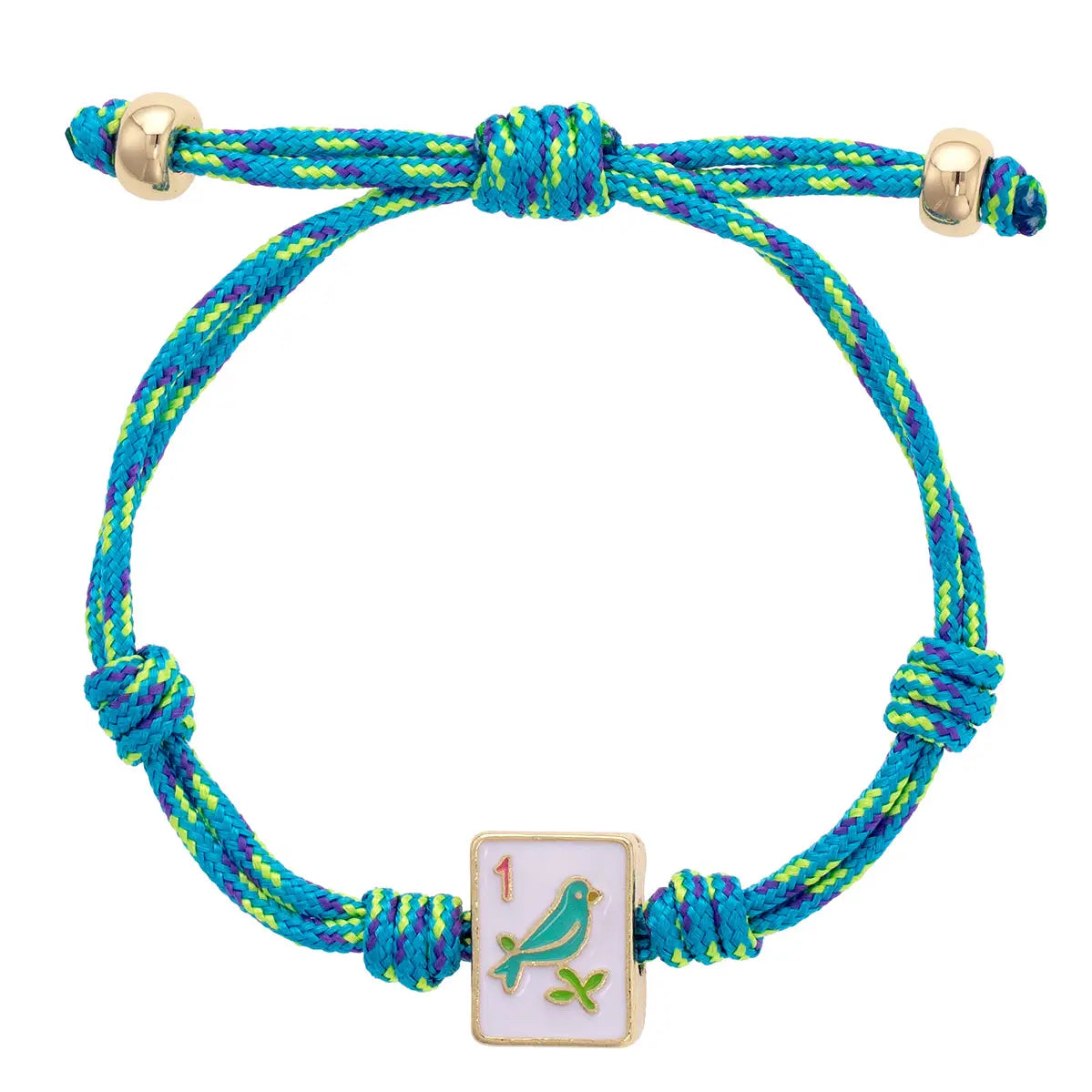 Sparrow Mahjong Tile Paracord Bracelet in Blue Multi