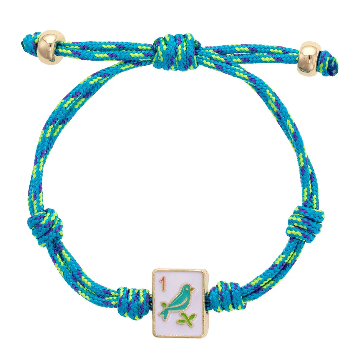 Sparrow Mahjong Tile Paracord Bracelet in Blue Multi