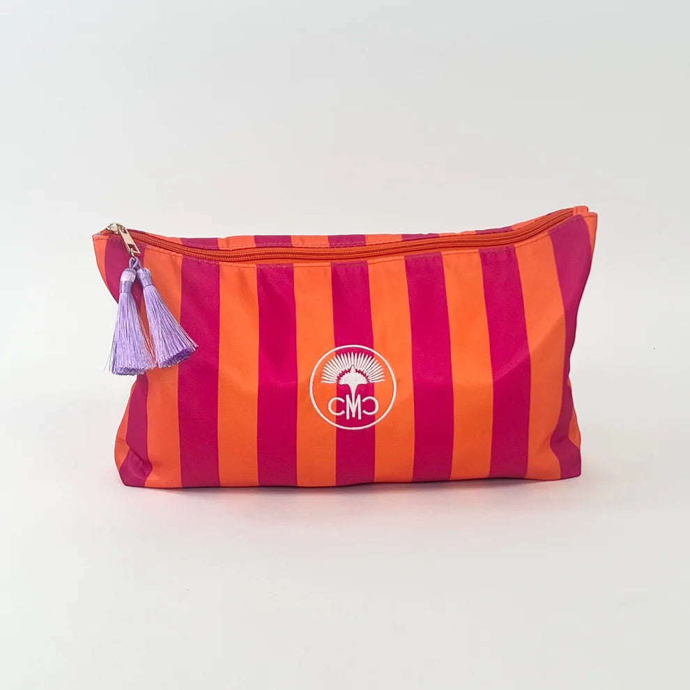 The Club Tile Bag Striped w/ Tassels & Velvet Liner - Pink/Orange Stripe