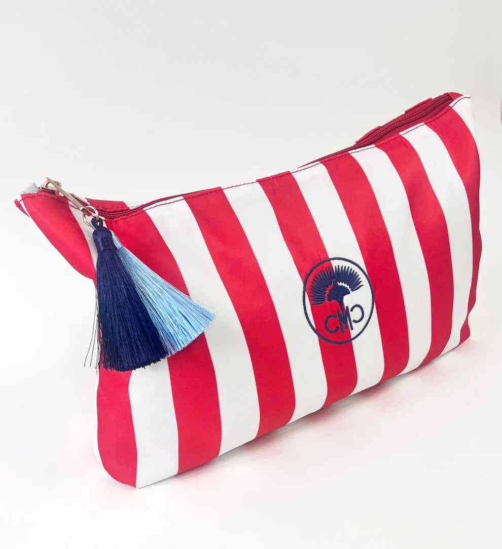 The Club Tile Bag Striped w/ Tassels & Velvet Liner - Red/White Stripe