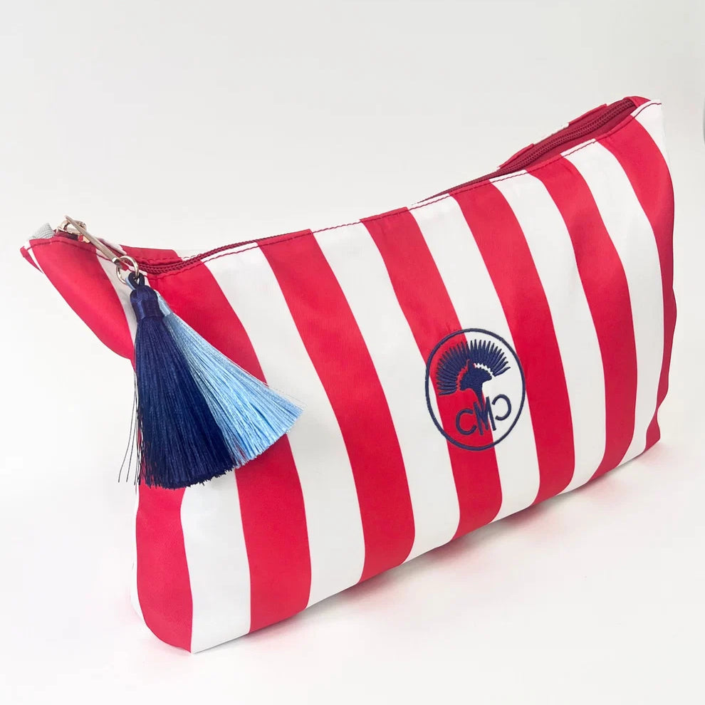 The Club Tile Bag Striped w/ Tassels & Velvet Liner - Red/White Stripe