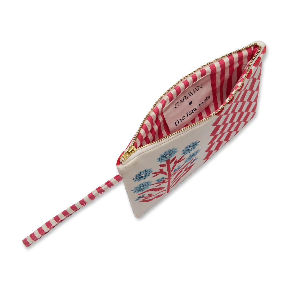 Flower Red & Blue Pouch