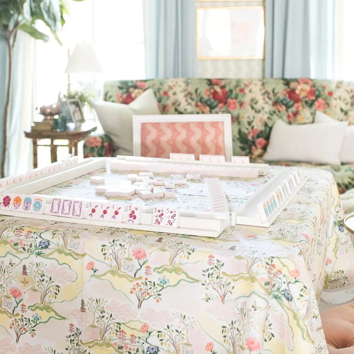 Scalloped Square Table Topper | Pink Pagoda
