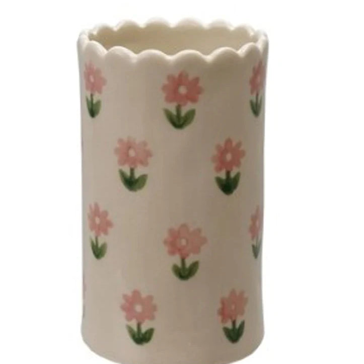 Stoneware Vase with Scalloped Edge