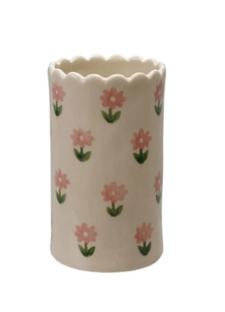 Stoneware Vase with Scalloped Edge
