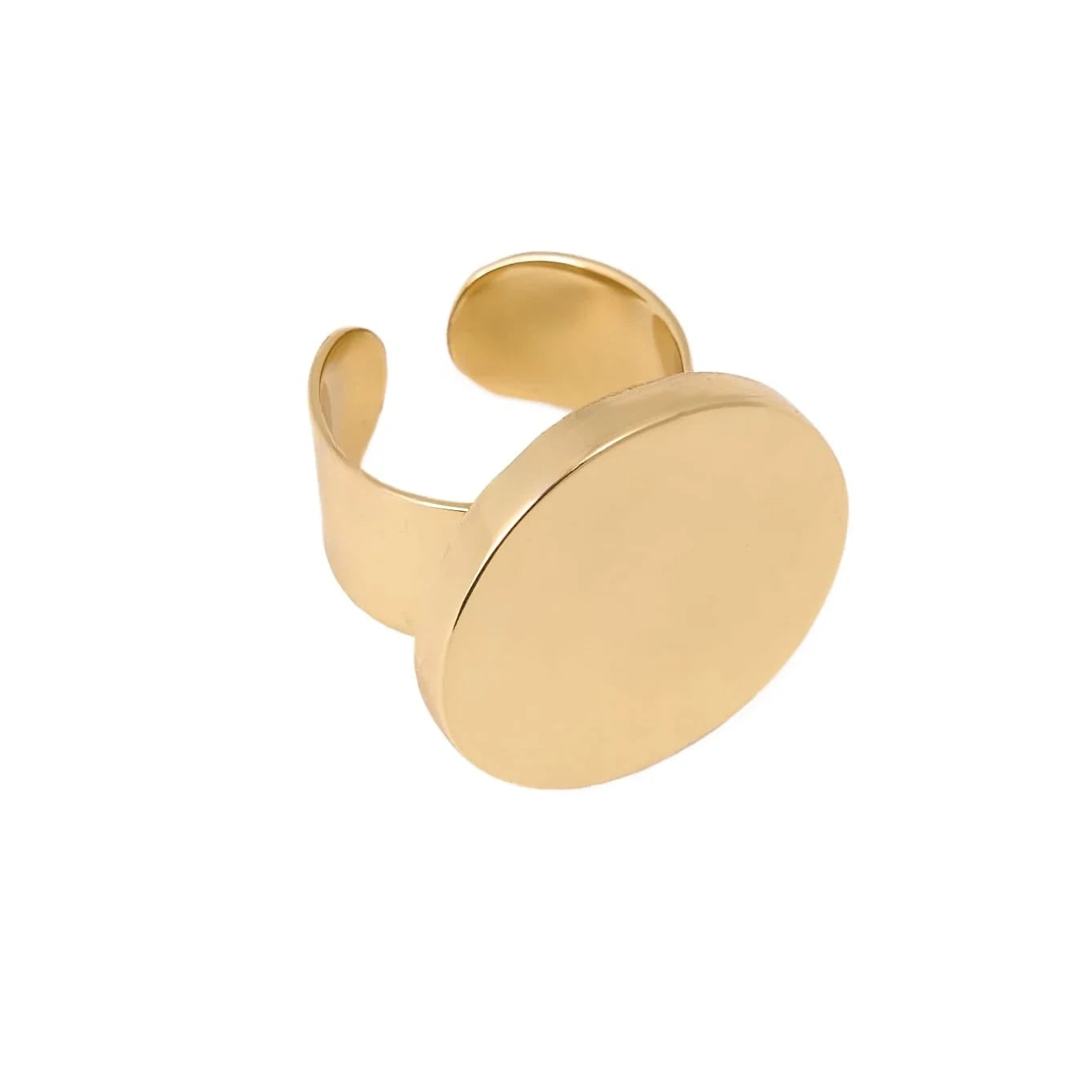 Cleo Large Round Flat Adjustable Ring Brass