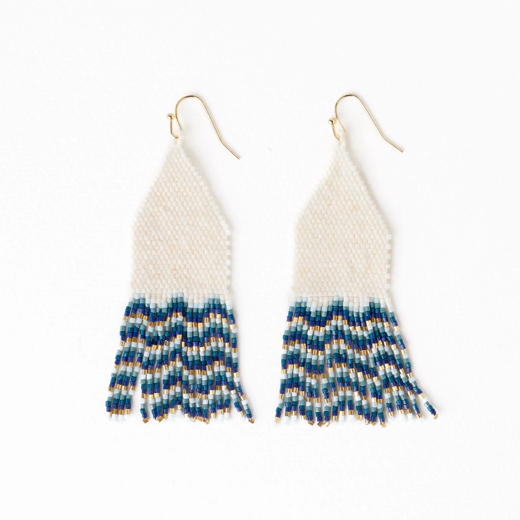 Delilah Wave Beaded Fringe Earrings Blue