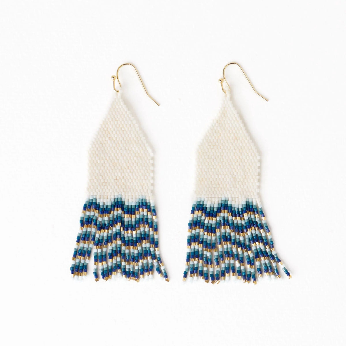 Delilah Wave Beaded Fringe Earrings Blue
