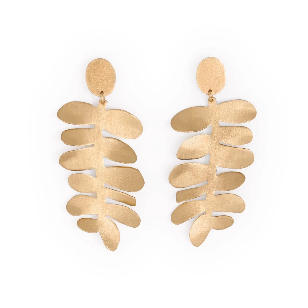 Harlee Leaf Drop Earrings Brass
