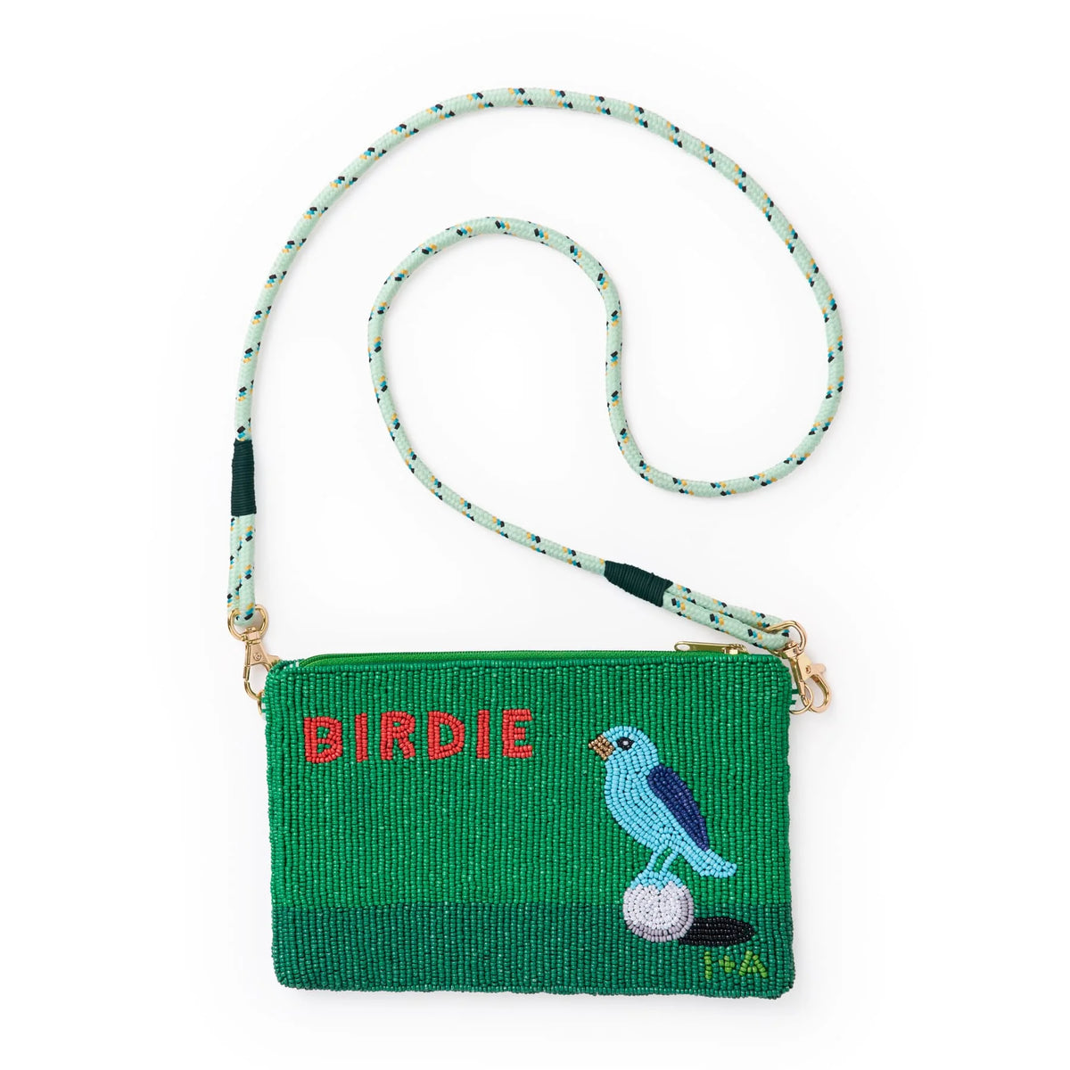 Leila Golf Seed Bead Clutch With Strap