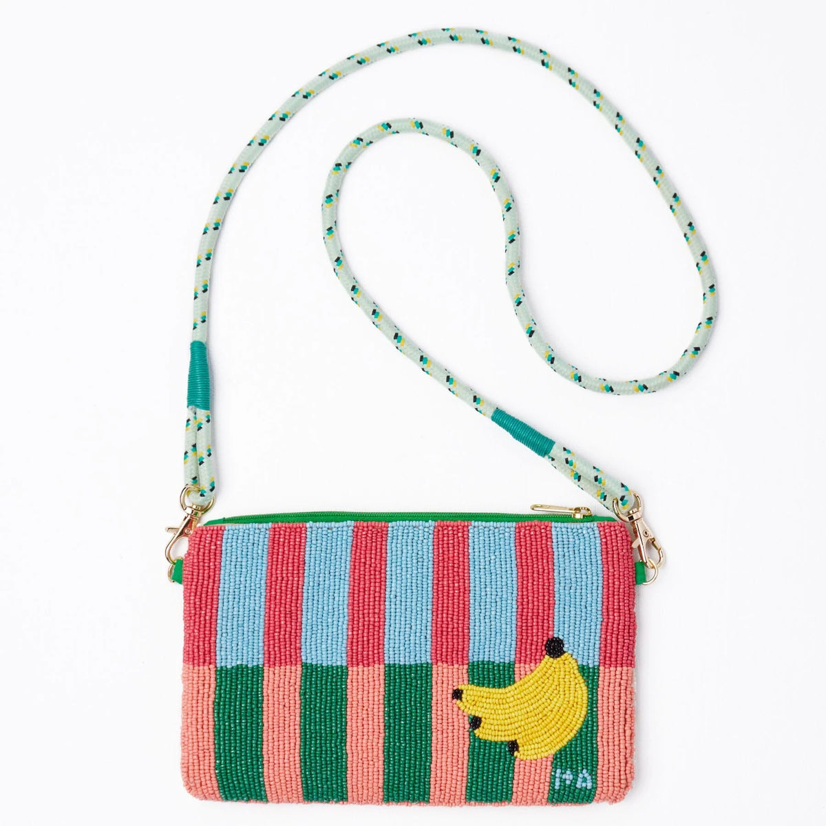Leila Mixed Fruit Seed Bead Clutch With Strap