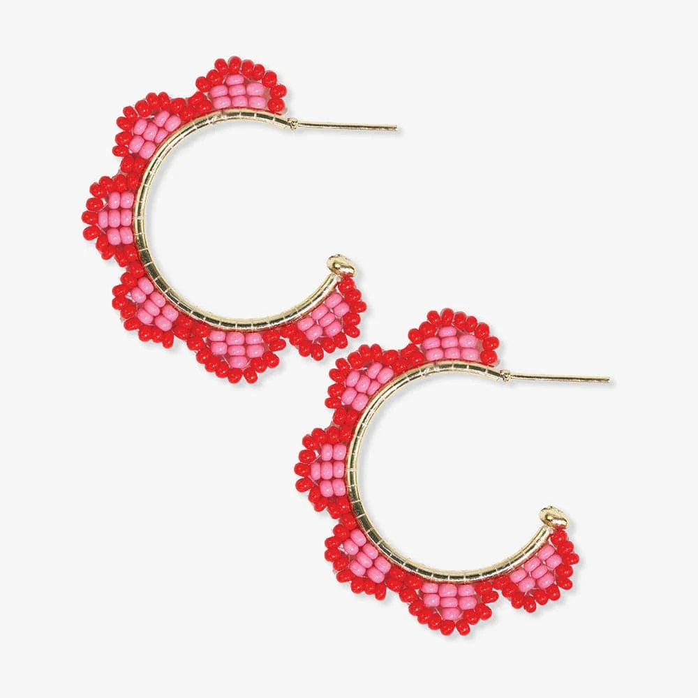 Luna Beaded Scallop Gold Hoop Tomato