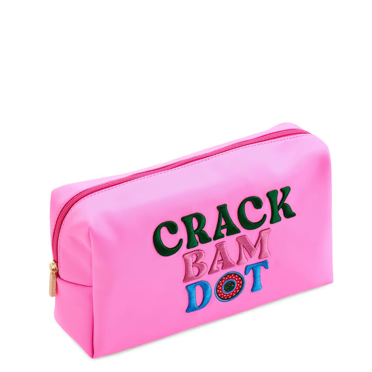 "Crack, Bam, Dot" Mahjong Tiles Zip Pouch, Pink