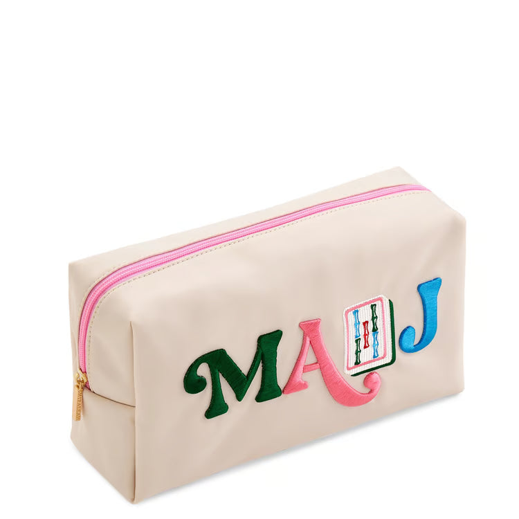 "Mahj" Mahjong Tiles Zip Pouch, Beige