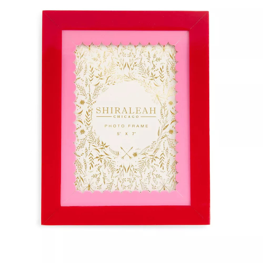 Poppy 5" x 7" Scalloped Edge Bevel Picture Frame, Red