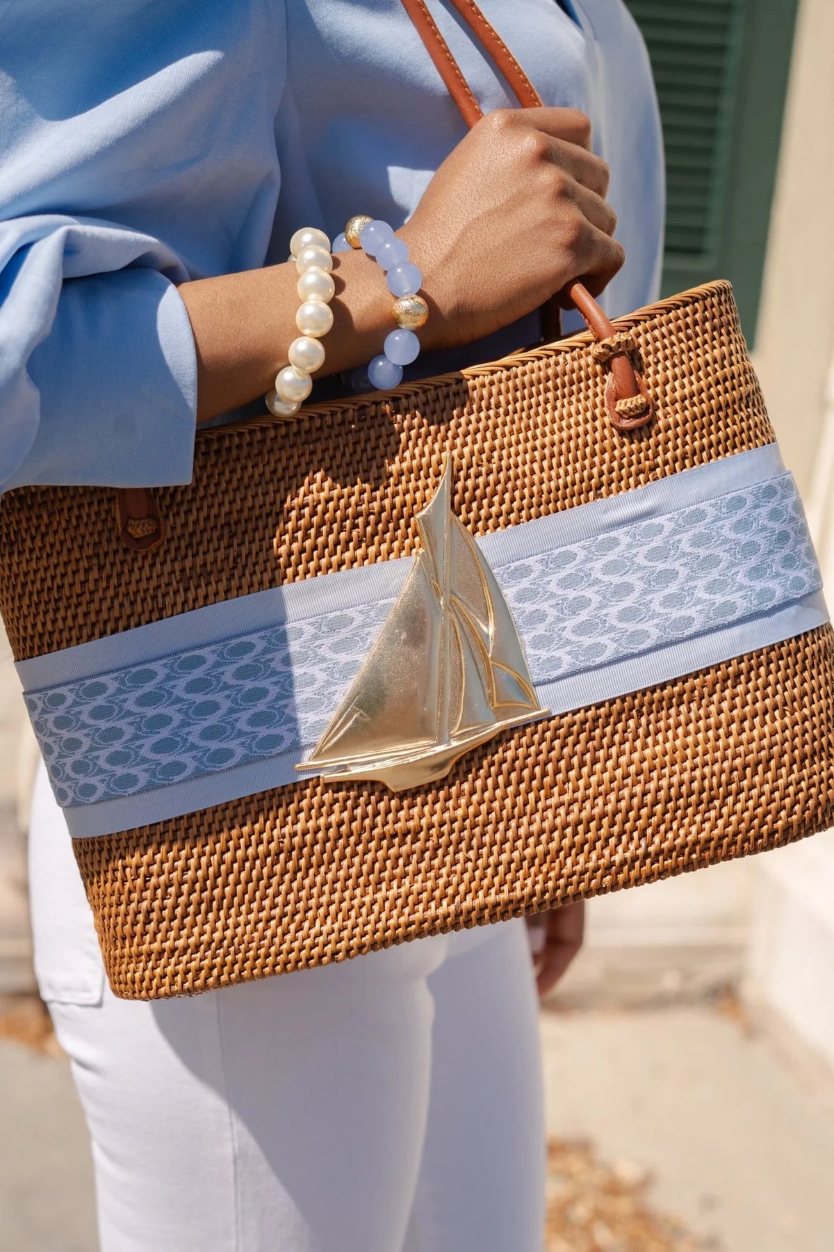 Large Charlotte - Blue Bell/Ocean Layer with XL Sailboat