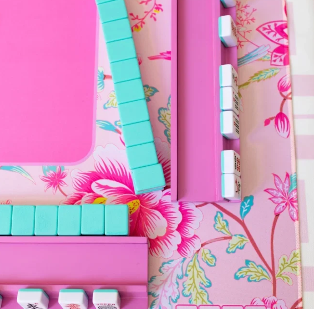 Pink Floral Chinoiserie Mahjong Mat