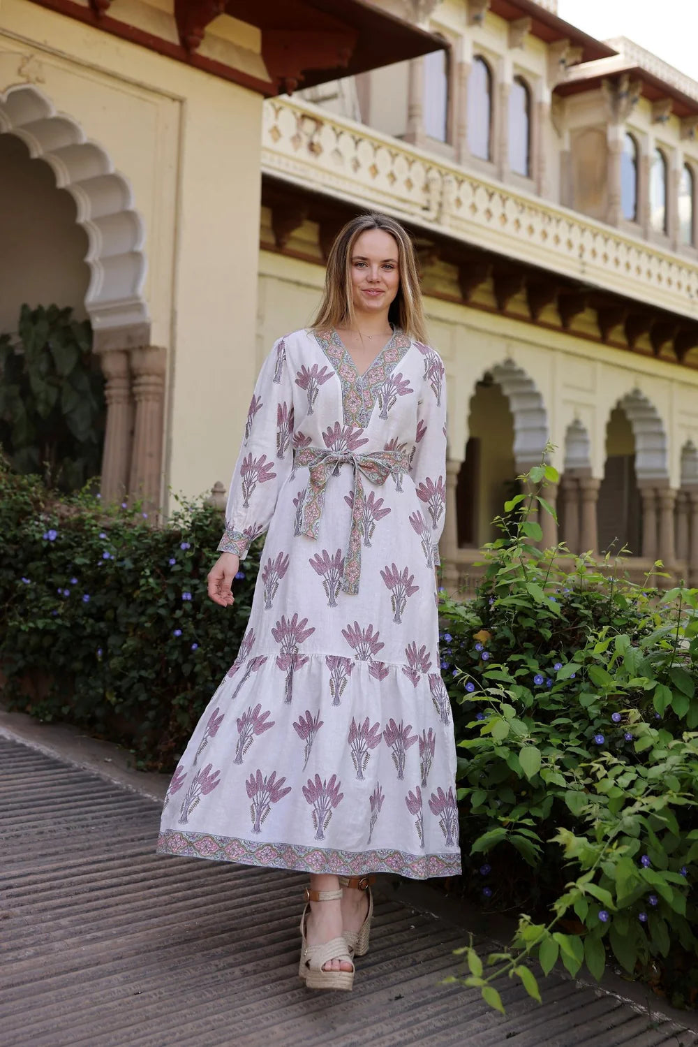 Capri Maxi Dress - Pink Palm