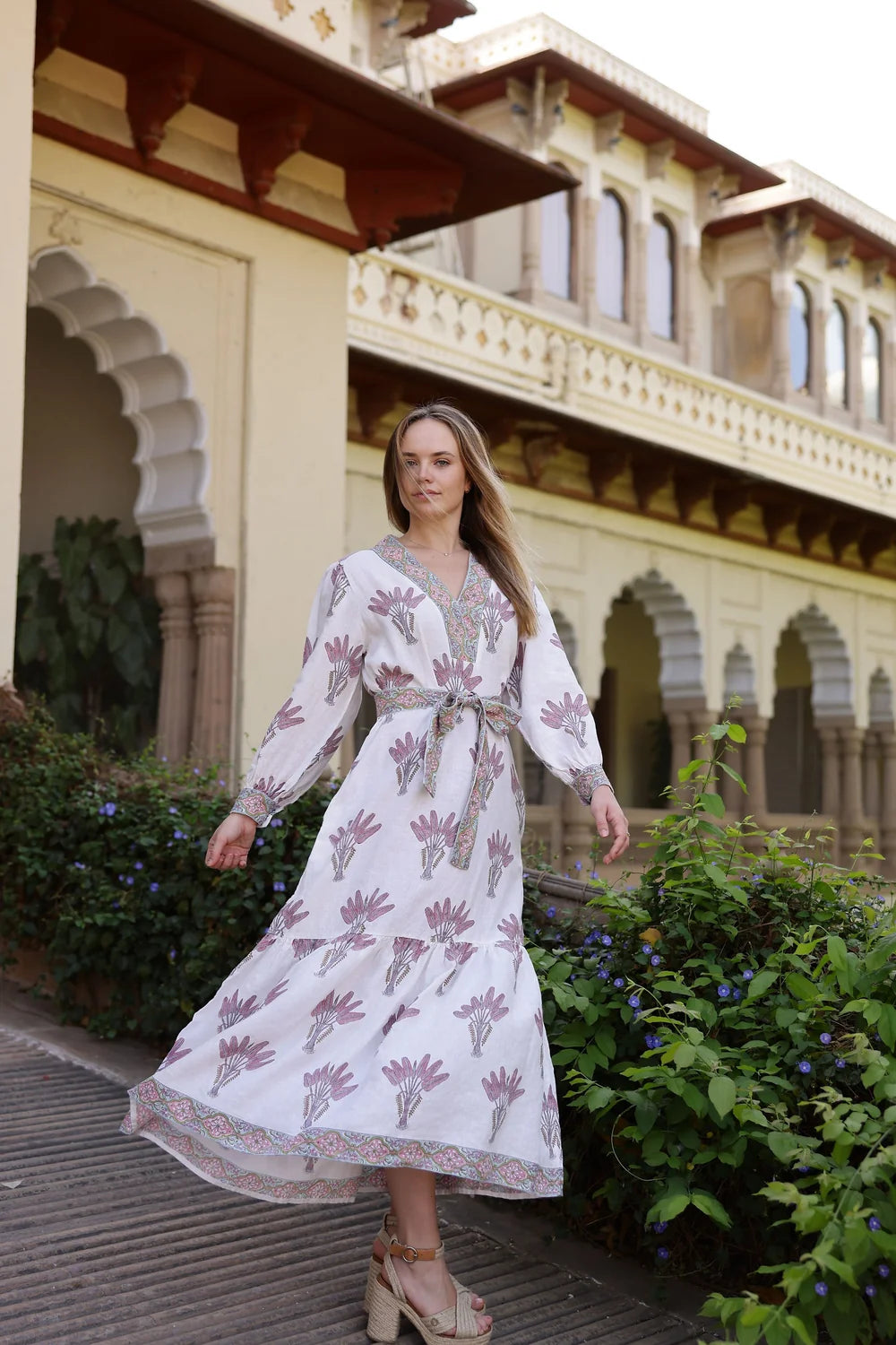 Capri Maxi Dress - Pink Palm