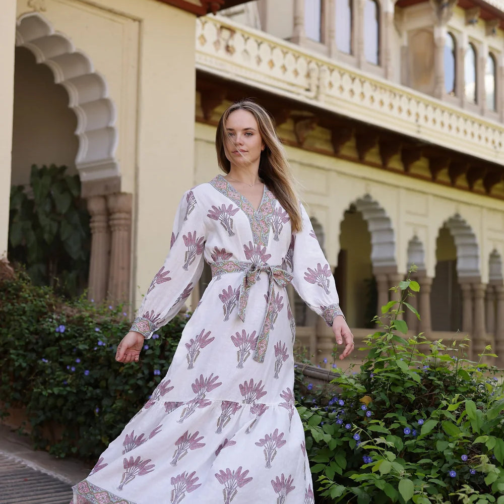 Capri Maxi Dress - Pink Palm