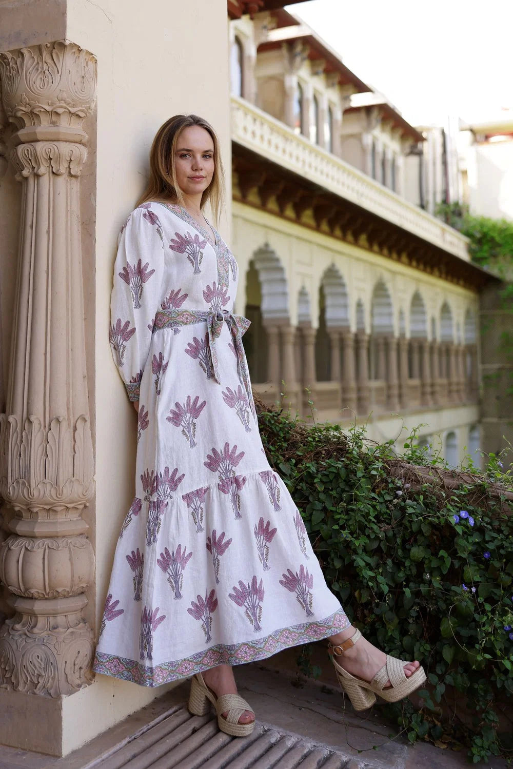 Capri Maxi Dress - Pink Palm