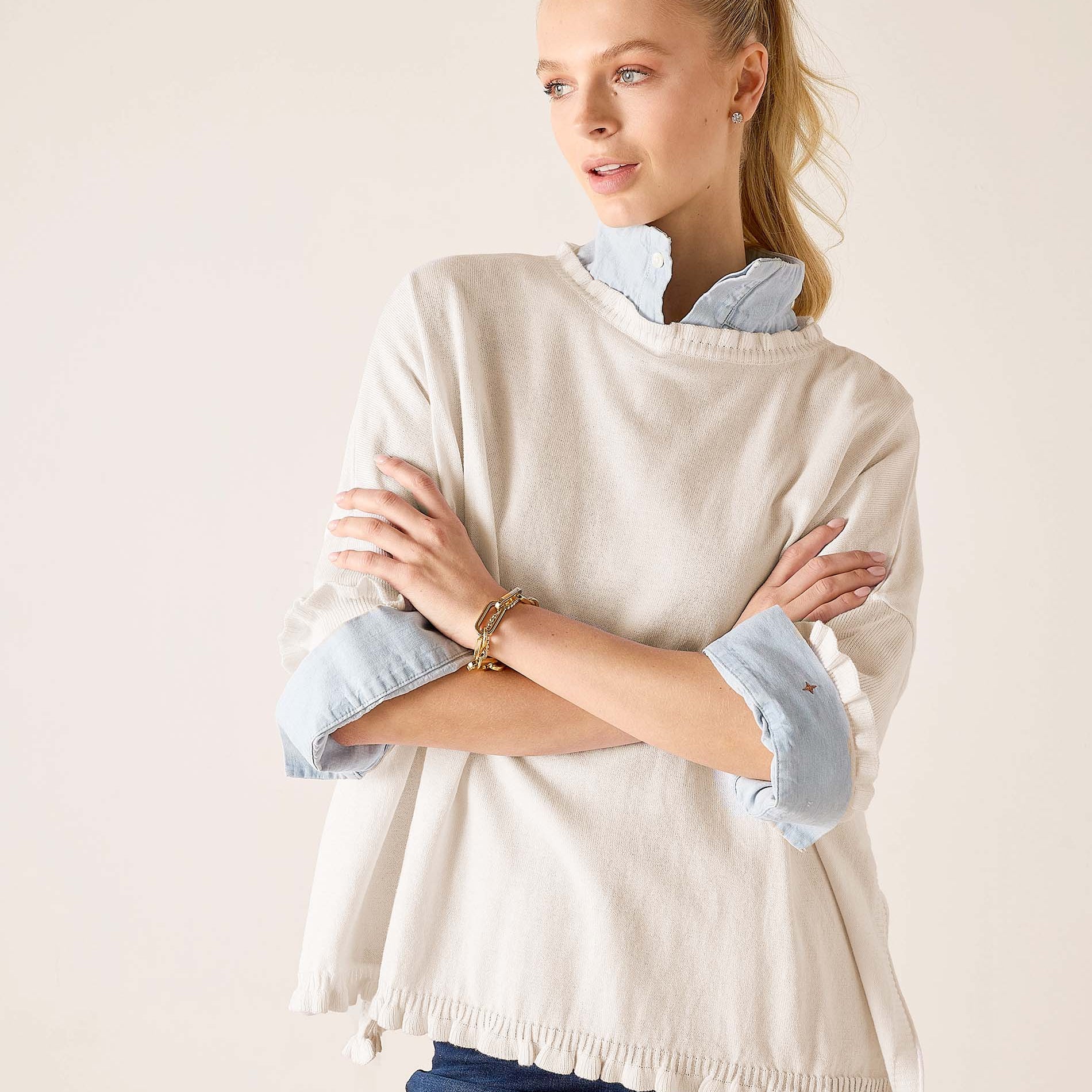 Catalina Cotton Ruffle Sweater - Petite
