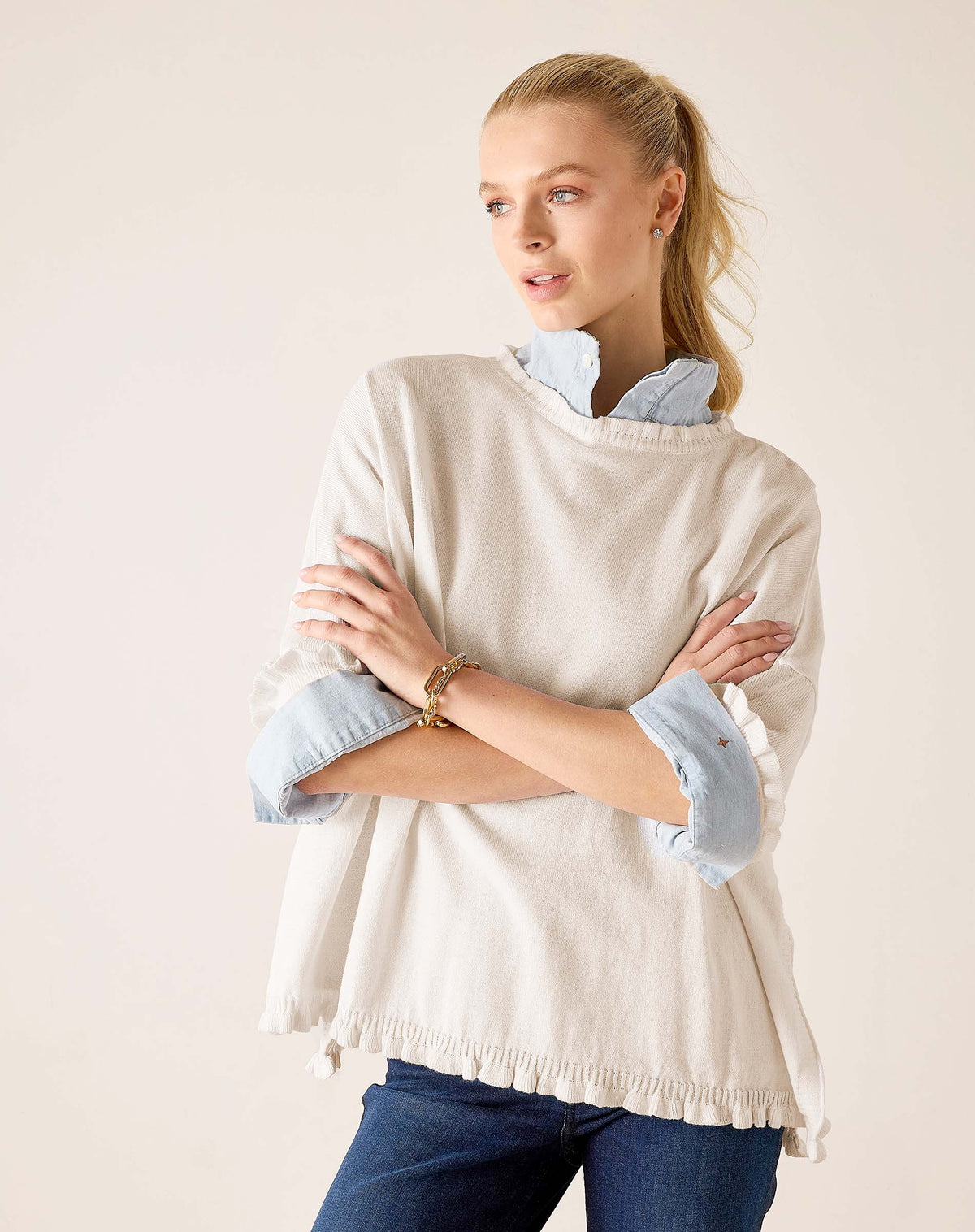Catalina Cotton Ruffle Sweater - Petite
