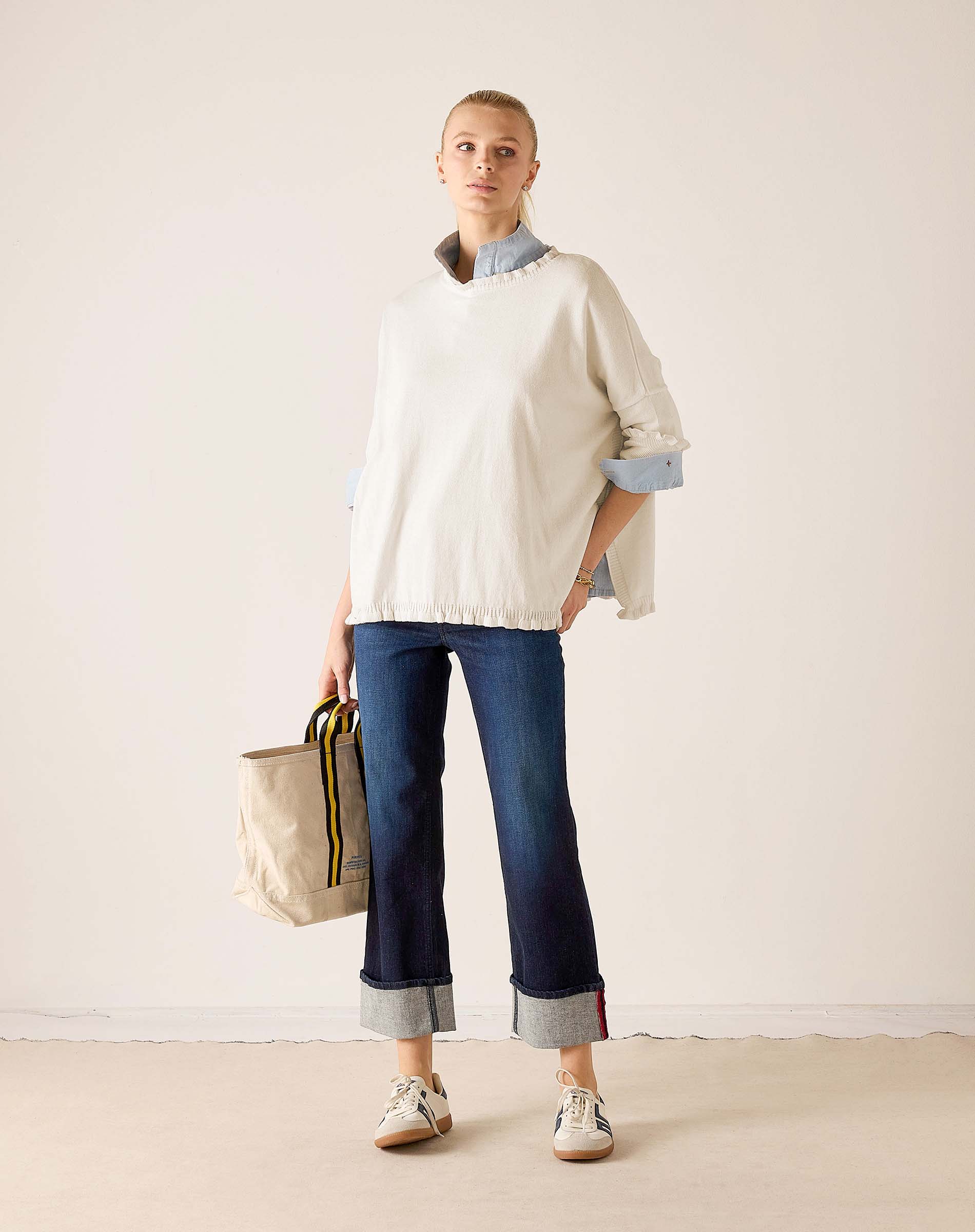 Catalina Cotton Ruffle Sweater - Petite