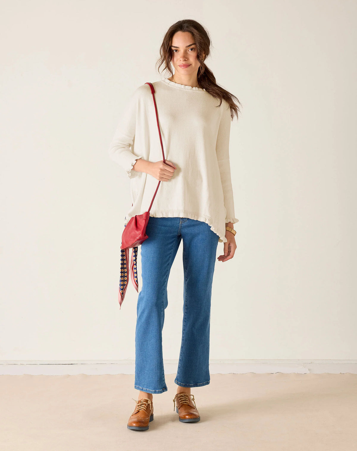 Catalina Cotton Ruffle Sweater - Petite