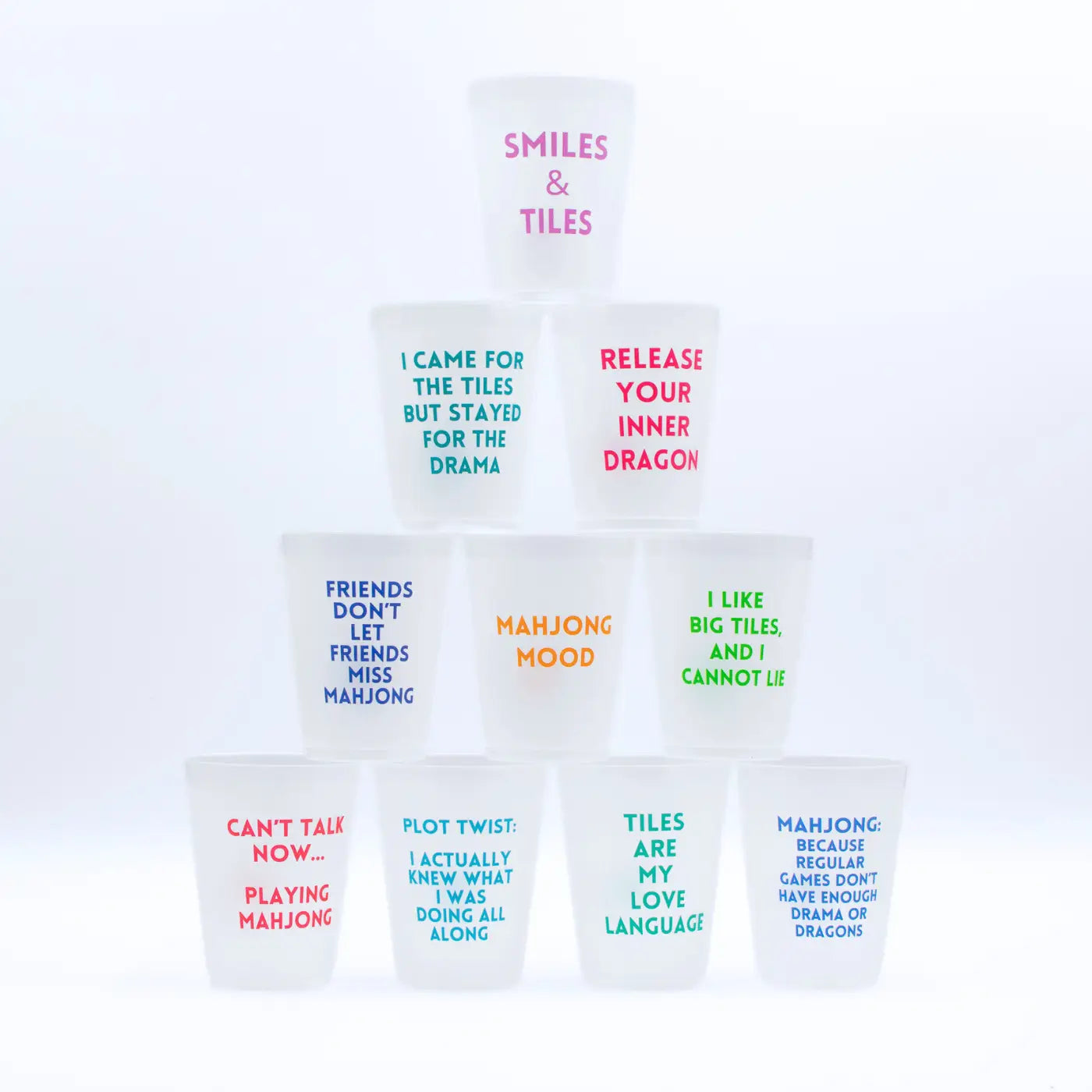 Mahjong Frosted Cups  |  10 Different Designs in Every Pack