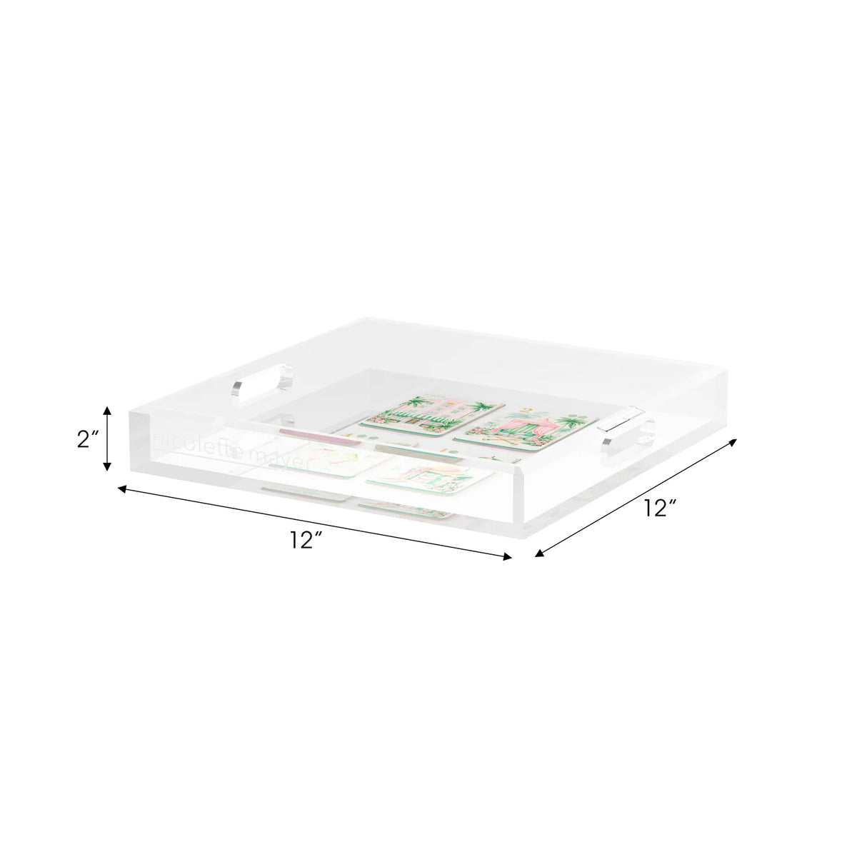 Palm Beach Theme Square Acrylic Tray