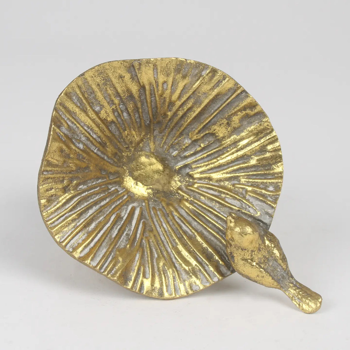 Gold Leaf & Bird Pedestal Trinket Dish – Decorative Bowl