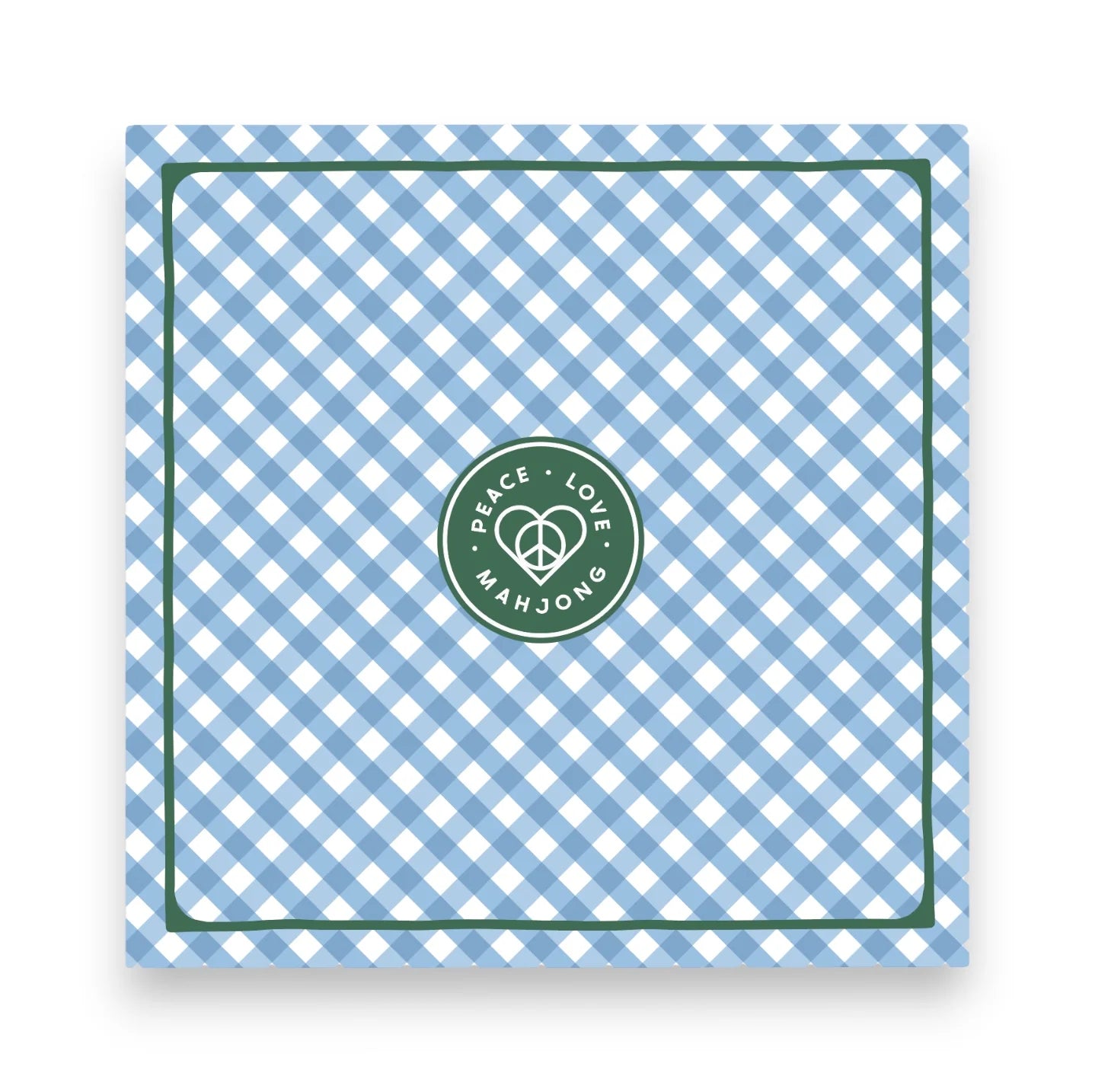 Mahjong Mat - Blue Bird Gingham