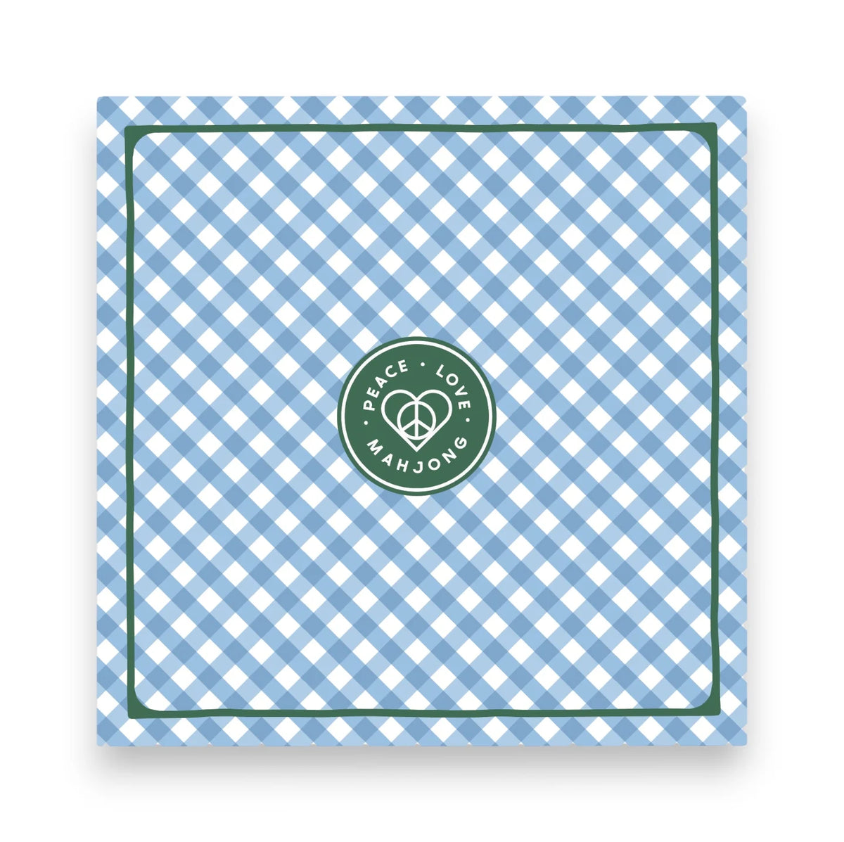 Mahjong Mat - Blue Bird Gingham