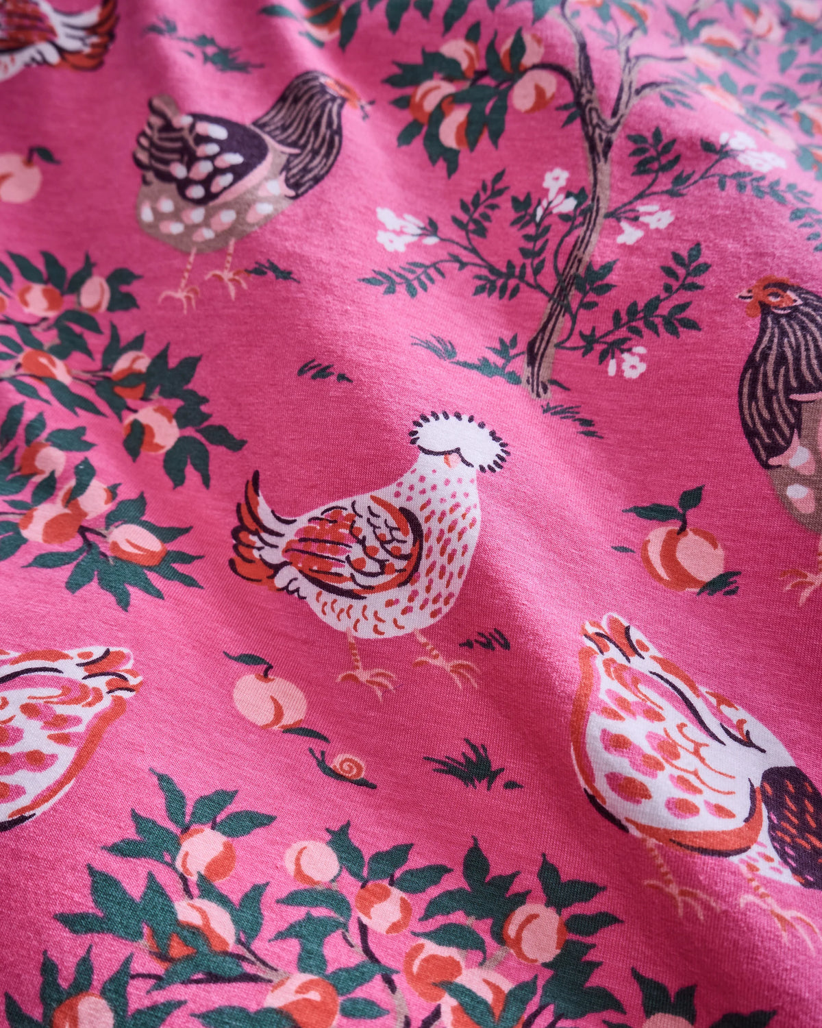 Organic Cotton Modal Knit Long PJ Set in Hen House