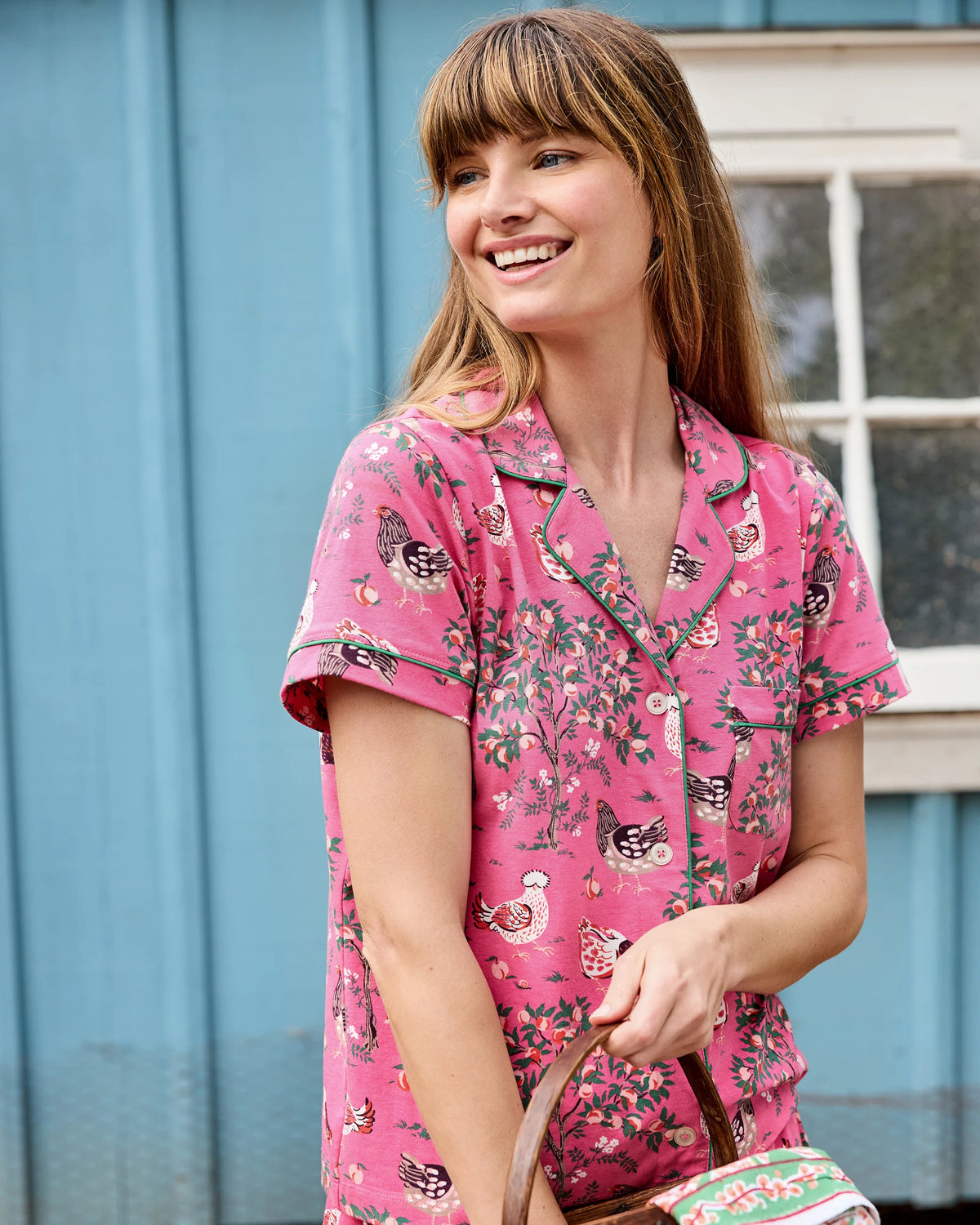 Organic Cotton Modal Knit Short PJ Set in Hen House